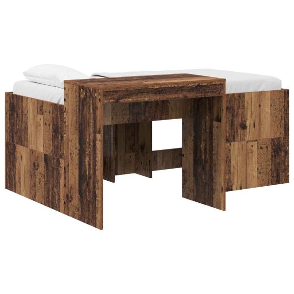 Hochbett mit Schreibtisch für Kinder Altholz Holzwerkstoff