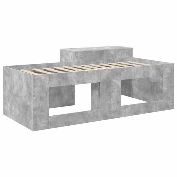 Hochbett mit Schreibtisch für Kinder Betongrau Holzwerkstoff