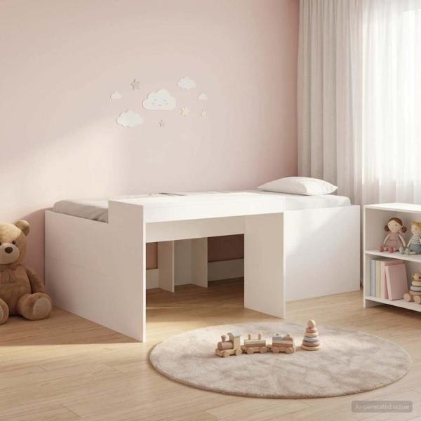 ARDEBO.de - Hochbett mit Schreibtisch für Kinder Weiß 75 x 190 cm