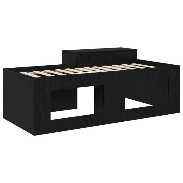 Hochbett mit Schreibtisch für Kinder Schwarz 75 x 190 cm