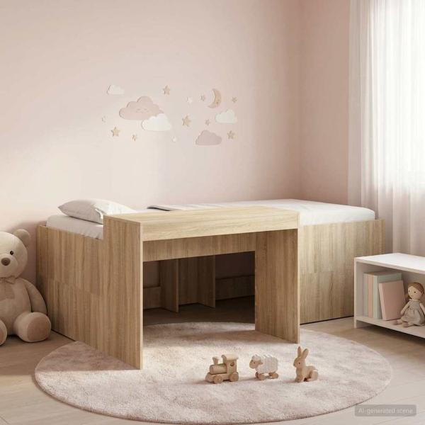 ARDEBO.de - Hochbett mit Schreibtisch für Kinder Sonoma-Eiche 75 x 190 cm