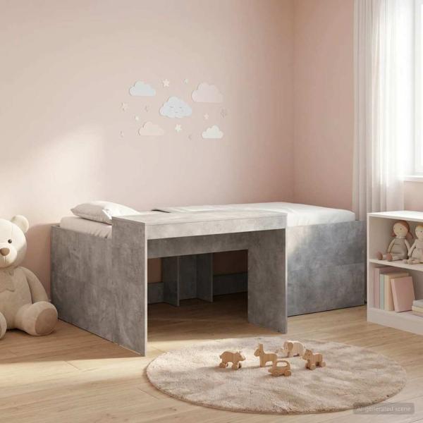 ARDEBO.de - Hochbett mit Schreibtisch für Kinder Betongrau 75 x 190 cm