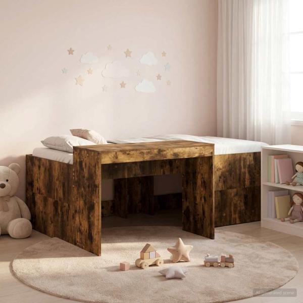 ARDEBO.de - Hochbett mit Schreibtisch für Kinder Geräucherte Eiche