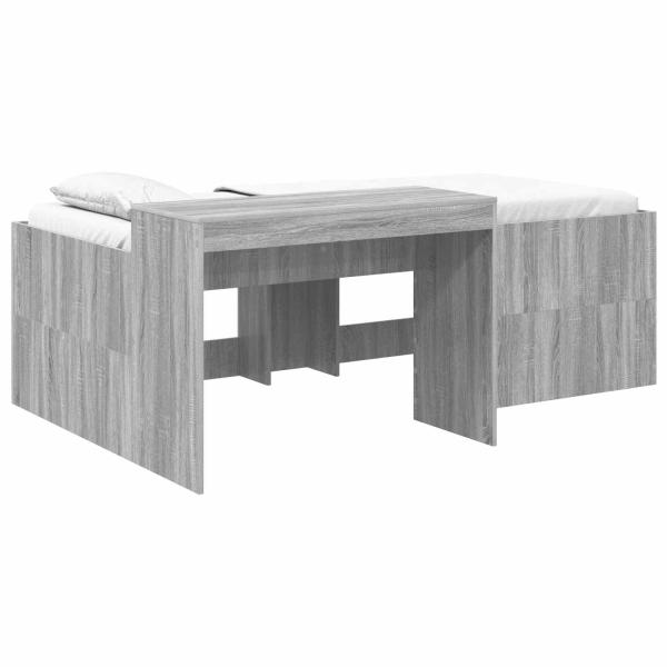 Hochbett mit Schreibtisch für Kinder Grau Sonoma 75 x 190 cm