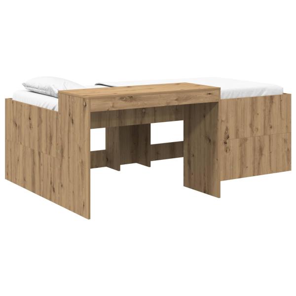 Hochbett mit Schreibtisch für Kinder Artisan-Eiche 75 x 190 cm