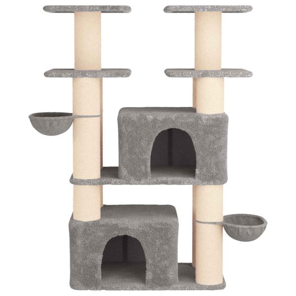Katzennbaum mit Sisal-Kratzsäulen Hellgrau 147 cm 2 stk.