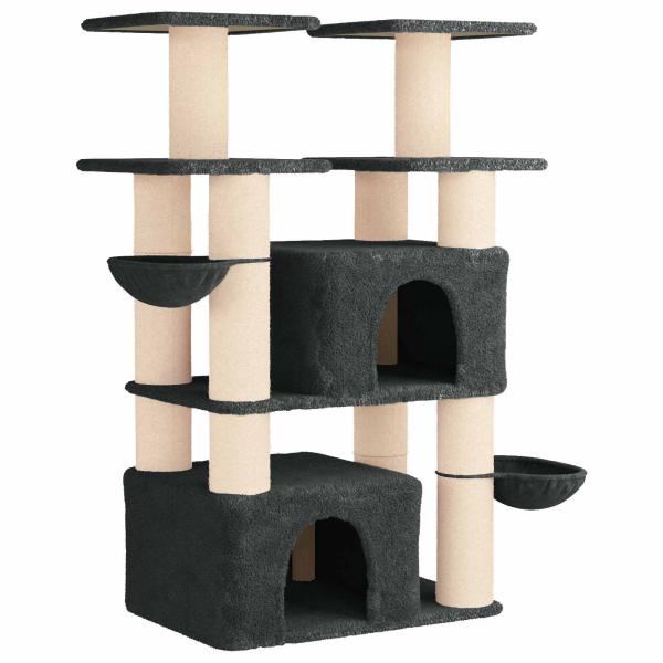 Katzennbaum mit Sisal-Kratzsäulen Dunkelgrau 147 cm 2 stk.