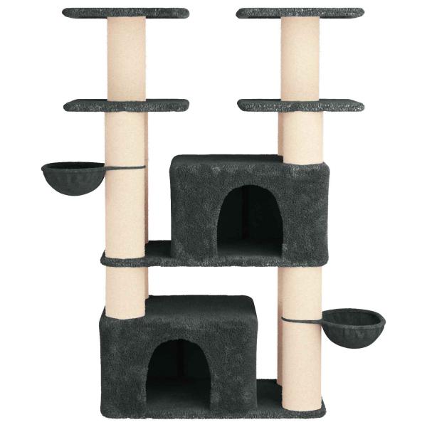 Katzennbaum mit Sisal-Kratzsäulen Dunkelgrau 147 cm 2 stk.