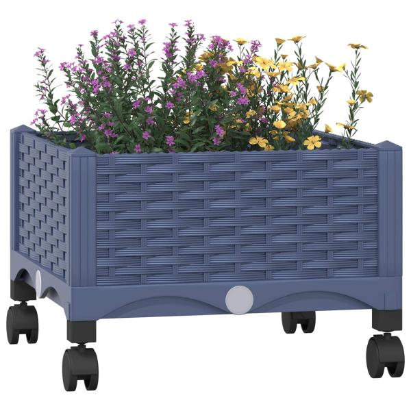 Gartenpflanzer mit Rädern Blaugrau 40 x 40 x 33 cm PP
