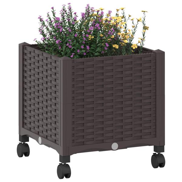 Gartenpflanzer mit Rädern Braun 40 x 40 x 44 cm PP
