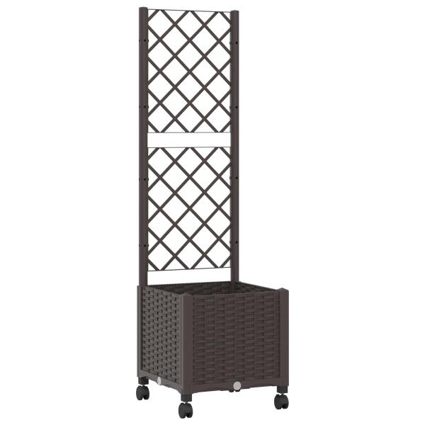 Pflanzkübel mit Spalier und Rädern Braun 40 x 40 x 146 cm PP