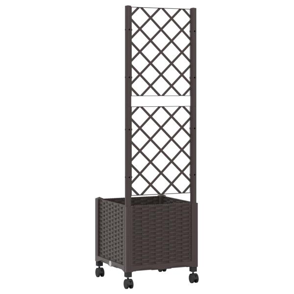 Pflanzkübel mit Spalier und Rädern Braun 40 x 40 x 146 cm PP