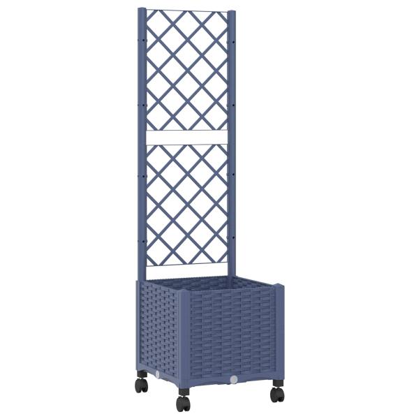Pflanzkübel mit Spalier und Rädern Blaugrau 40 x 40 x 146 cm PP