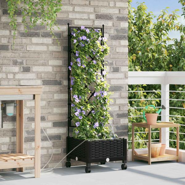 ARDEBO.de - Garten Blumenkübel mit Bewässerung und Rädern Schwarz PP