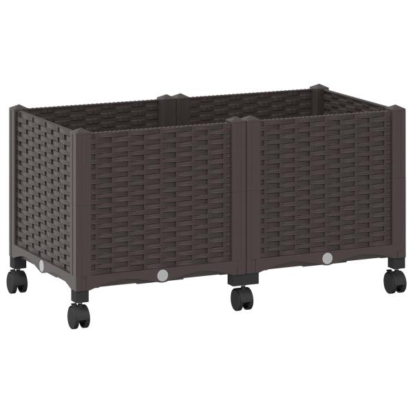 Gartenpflanzer mit Rädern Braun 80 x 40 x 44 cm PP