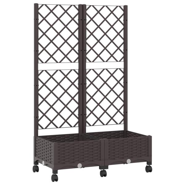 Pflanzkübel mit Spalier und Rädern Braun 80 x 40 x 131,5 cm PP