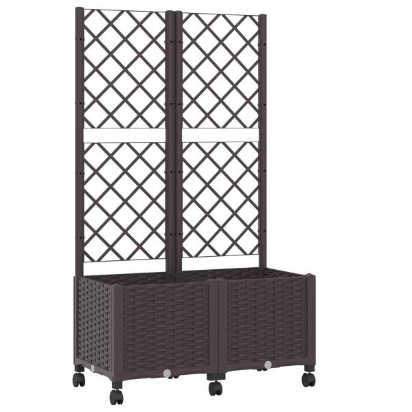 Pflanzkübel mit Spalier und Rädern Braun 80 x 40 x 146 cm PP