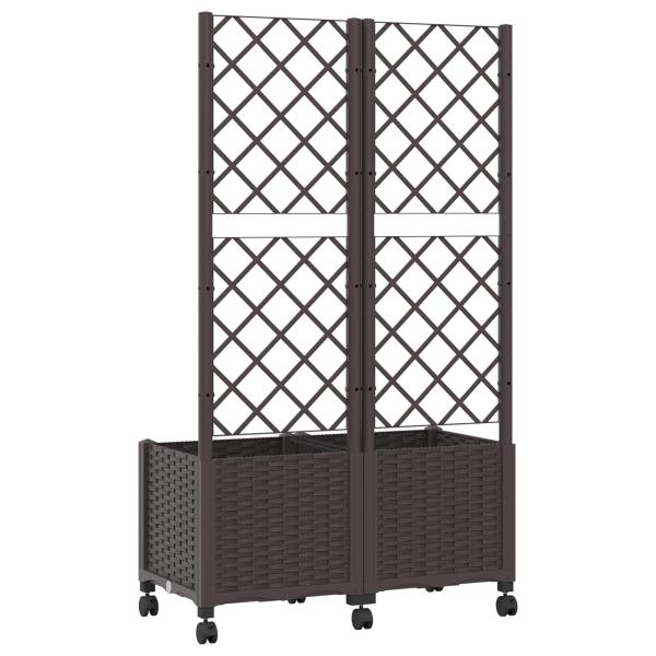 Pflanzkübel mit Spalier und Rädern Braun 80 x 40 x 146 cm PP
