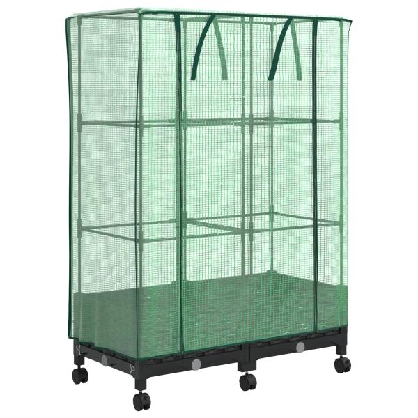 Gartenplanter mit Gew?chshausabdeckung und R?dern 2 stk. PP