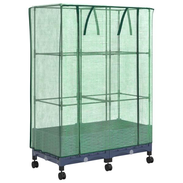 Gartenplanter mit Gewächshausabdeckung und Rädern 2 stk. PP