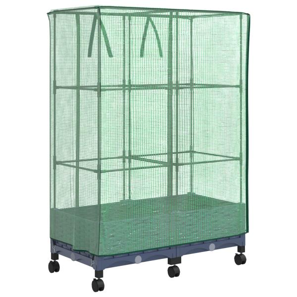 Gartenplanter mit Gewächshausabdeckung und Rädern 2 stk. PP