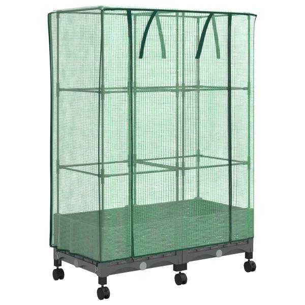 Gartenplanter mit Gewächshausabdeckung und Rädern 2 stk. PP