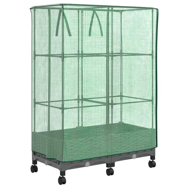 Gartenplanter mit Gewächshausabdeckung und Rädern 2 stk. PP