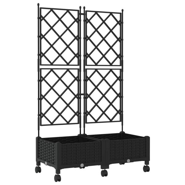 Pflanzkübel mit Spalier und Rädern 2 stk. Schwarz PP