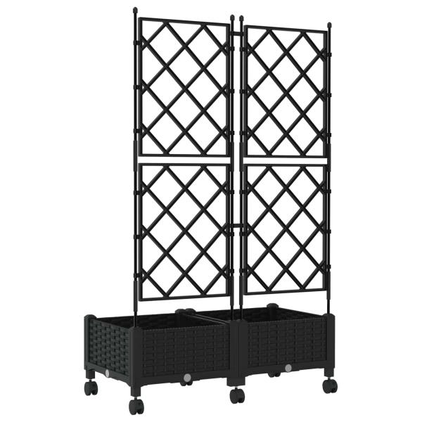 Pflanzkübel mit Spalier und Rädern 2 stk. Schwarz PP