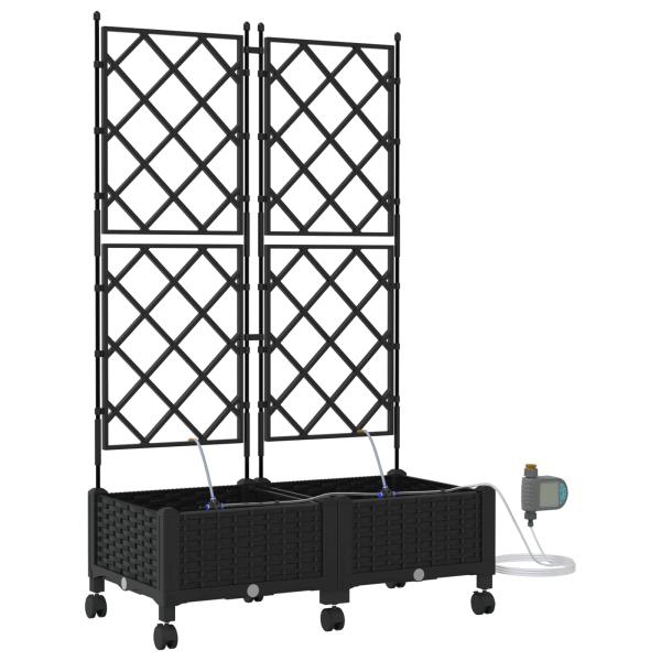 Garten Blumenkübel mit Bewässerung und Rädern 2 Stk. Schwarz PP