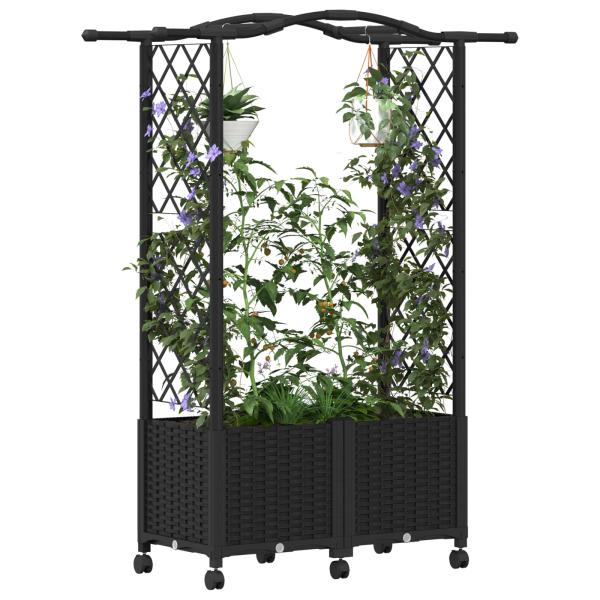 Hochbeet mit Rankgitter und Dach Schwarz 125 x 40 x 144 cm PP