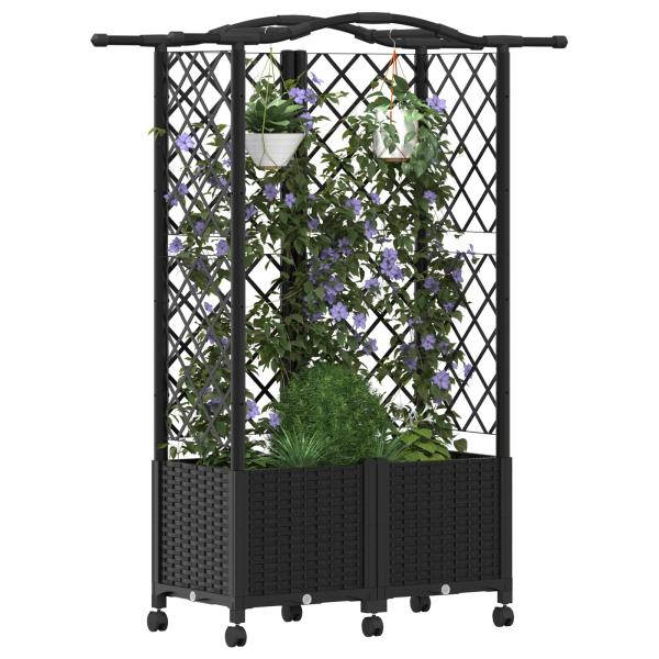 Hochbeet mit Rankgitter und Dach Schwarz 122 x 40 x 144 cm PP