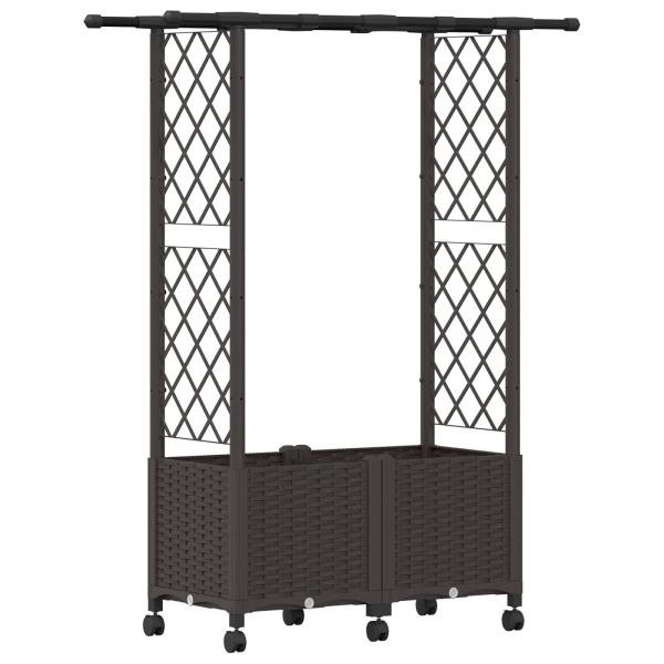Hochbeet mit Rankgitter und Dach Braun 124,5 x 40 x 142 cm PP