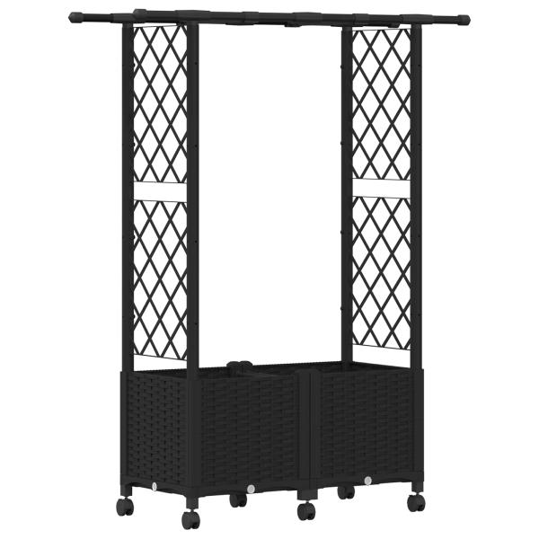 Hochbeet mit Rankgitter und Dach Schwarz 124,5 x 40 x 142 cm PP