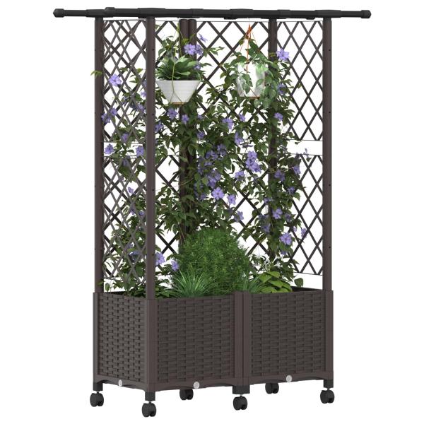 Hochbeet mit Rankgitter und Dach Braun 124 x 40 x 142 cm PP