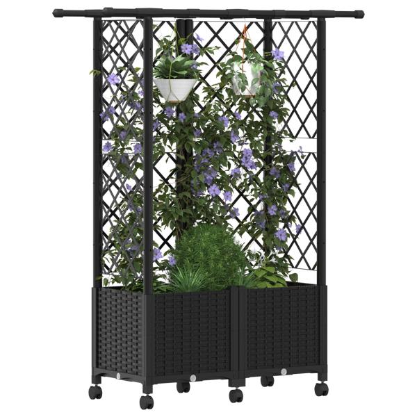 Hochbeet mit Rankgitter und Dach Schwarz 124 x 40 x 142 cm PP