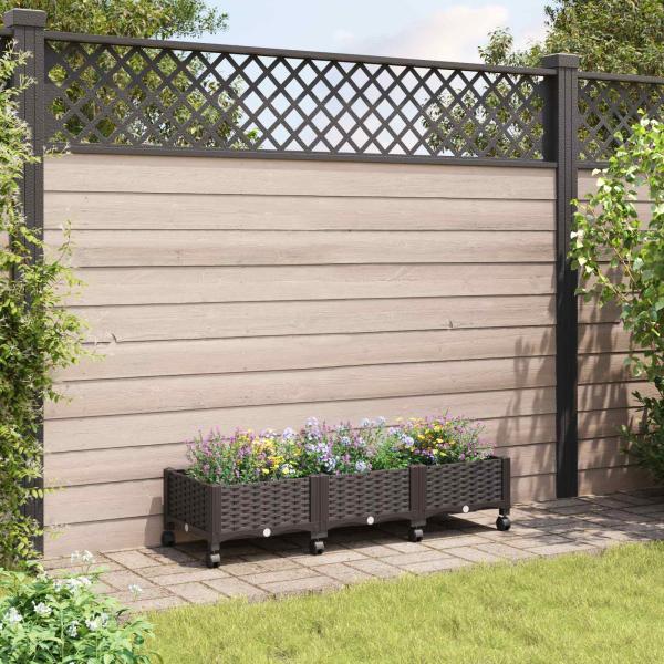 ARDEBO.de - Gartenpflanzer mit Rädern Braun 120 x 40 x 29 cm PP