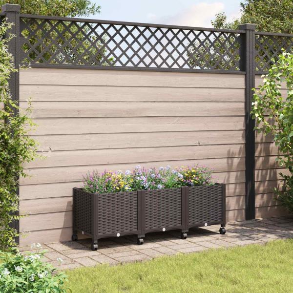 ARDEBO.de - Gartenpflanzer mit Rädern Braun 120 x 40 x 44 cm PP
