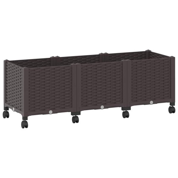 Gartenpflanzer mit Rädern Braun 120 x 40 x 44 cm PP
