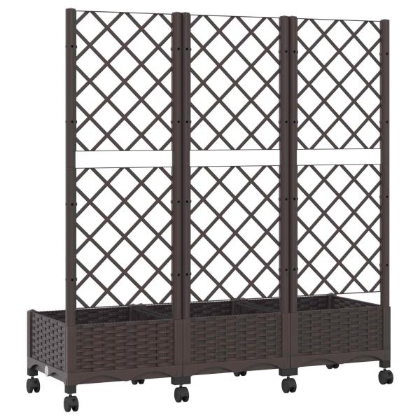 Pflanzkübel mit Spalier und Rädern Braun 120 x 40 x 131,5 cm PP