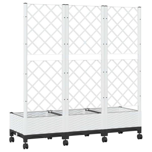 Pflanzkübel mit Spalier und Rädern Weiß 120 x 40 x 131,5 cm PP