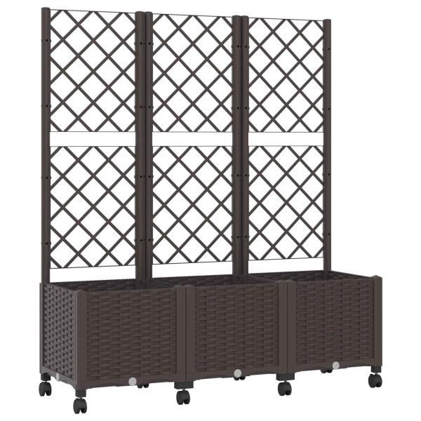 Pflanzkübel mit Spalier und Rädern Braun 120 x 40 x 146 cm PP