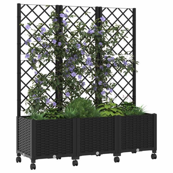 Pflanzkübel mit Spalier und Rädern Schwarz 120 x 40 x 146 cm PP
