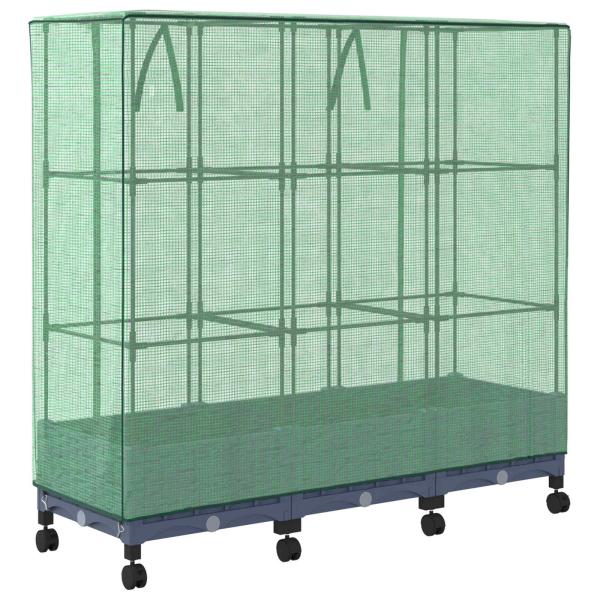 Gartenplanter mit Gewächshausabdeckung und Rädern 3 stk. PP