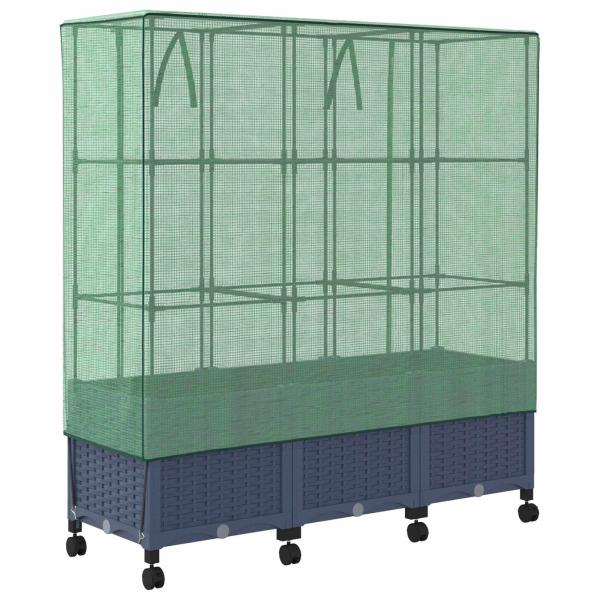 Gartenplanter mit Gewächshausabdeckung und Rädern 3 Stk. PP