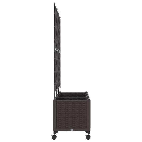 Pflanzkübel mit Spalier und Rädern 3 stk. Braun PP