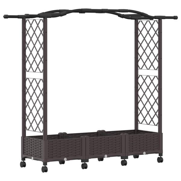 Hochbeet mit Spalier und Rädern Braun 169 x 40 x 129 cm PP