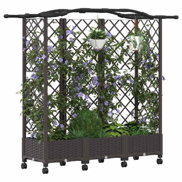Hochbeet mit Rankgitter und Dach Braun 163 x 40 x 129 cm PP