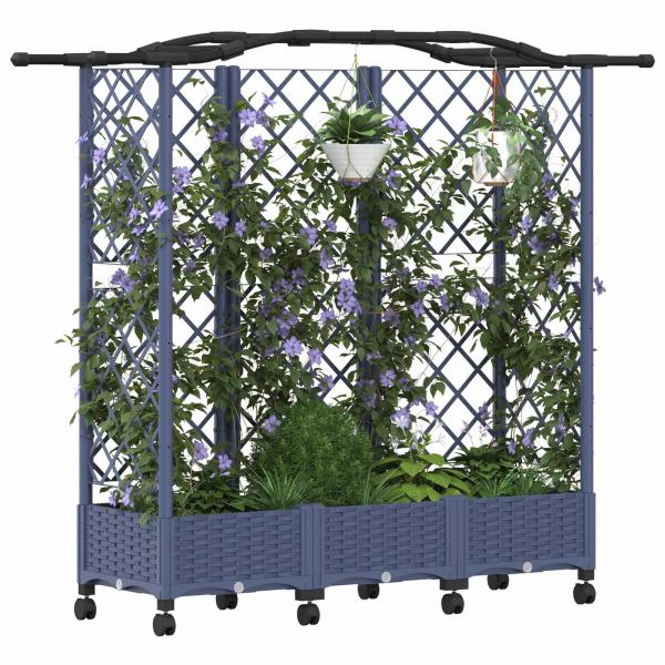 Hochbeet mit Rankgitter und Dach Grau 163 x 40 x 129 cm PP