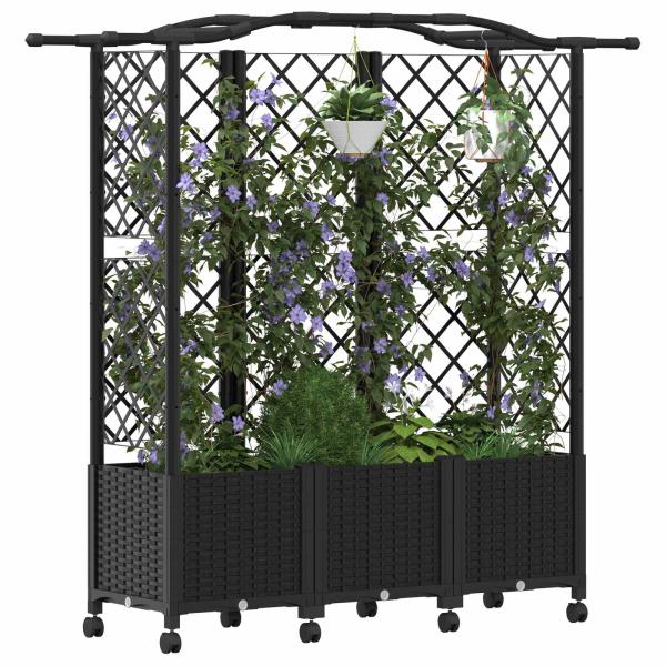 Hochbeet mit Rankgitter und Dach Schwarz 163 x 40 x 144 cm PP